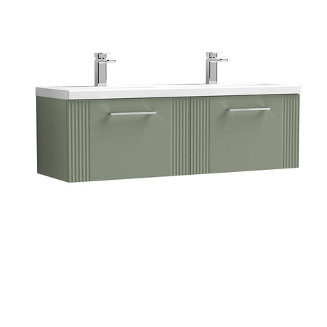 Nuie Deco 1200mm 2 Drawer Wall Hung Twin Vanity Unit With Basin, photo 6
