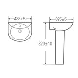 Kartell K-VIT Proton 485mm 1 Tap Hole Basin- White Gloss (PRO485BAS1)