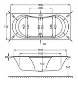Carron Arc Duo 1700x750mm Double Ended Carronite Bath - White Gloss (02018)