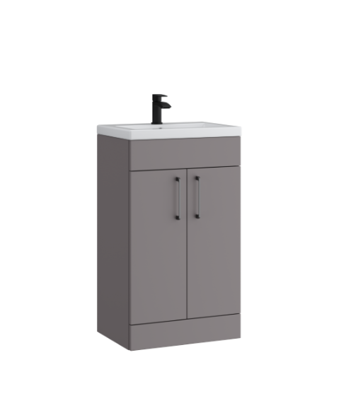 Kartell K-VIT Dove 500mm 2 Door Floor Standing Unit With Ceramic Basin - Slate Grey (DOV500FSDO-SG FUR063PU)
