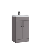 Kartell K-VIT Dove 500mm 2 Door Floor Standing Unit With Ceramic Basin - Slate Grey (DOV500FSDO-SG FUR063PU)