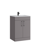 Kartell K-VIT Dove 600mm 2 Door Floor Standing Unit With Ceramic Basin - Matt Anthracite (DOV600FSDO-MA- FUR057PU)