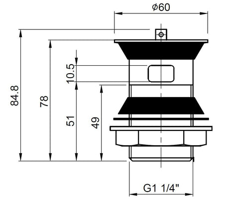 Nuie Plug With Chain Basin Waste – 60mm High – Chrome, photo 2