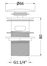 Nuie Push Button Basin Waste – 82mm High – Chrome, photo 2
