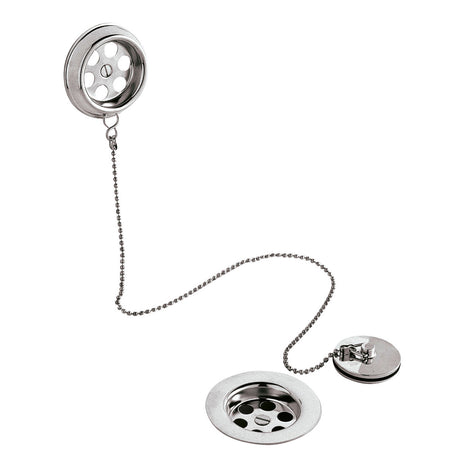 Nuie Bath Plug With Chain Bath Waste – 70mm High – Chrome