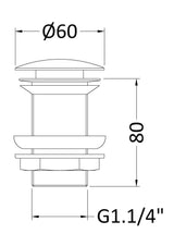 Nuie Unslotted Push Button Basin Waste – Chrome, photo 2