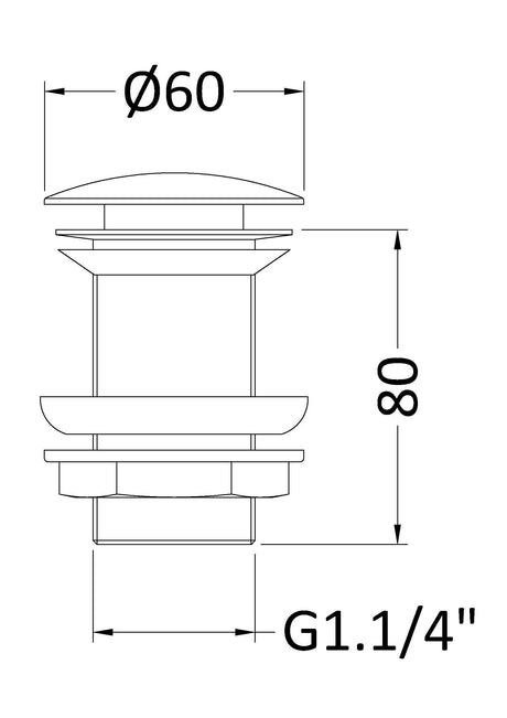 Nuie Unslotted Push Button Basin Waste – Chrome, photo 2