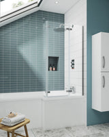 Nuie L-Shaped Hinged Bath Screen – 760mm & 800mm