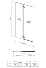 Nuie 750mm Hinged Bath Screen – Chrome, photo 3