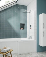 Nuie 750mm Hinged Bath Screen – Chrome