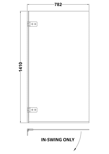 Nuie 800mm Bath Screen – 1410mm High – Chrome, photo 3