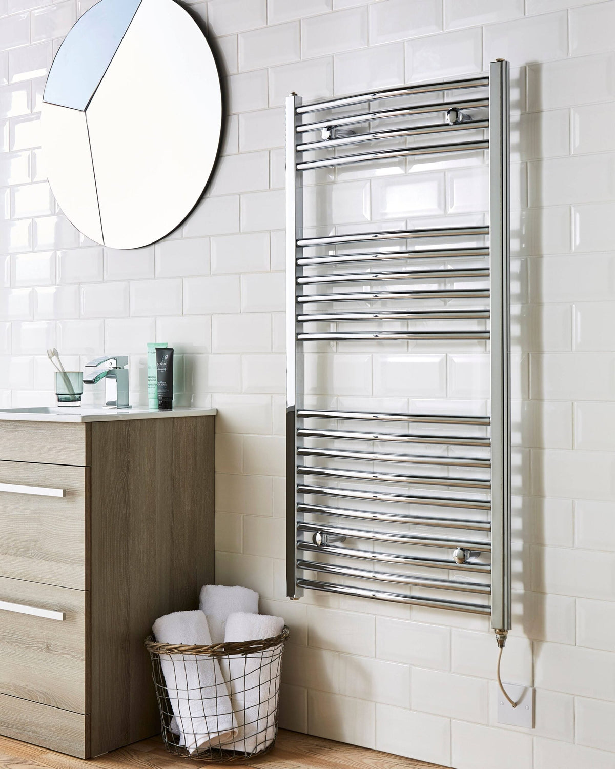Kartell K-VIT 22mm straight electric towel rail on/off in chrome