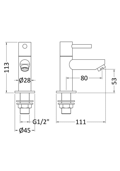 Nuie Series Two Basin Mixer Basin Taps – Chrome, photo 3