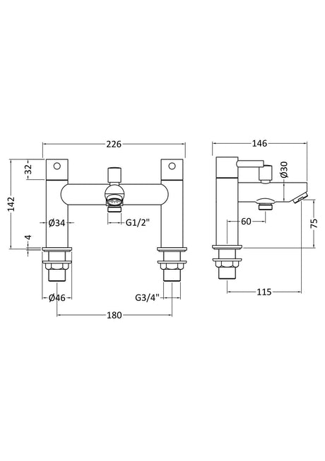 Nuie Series Two Bath Shower Mixer – Chrome, photo 3