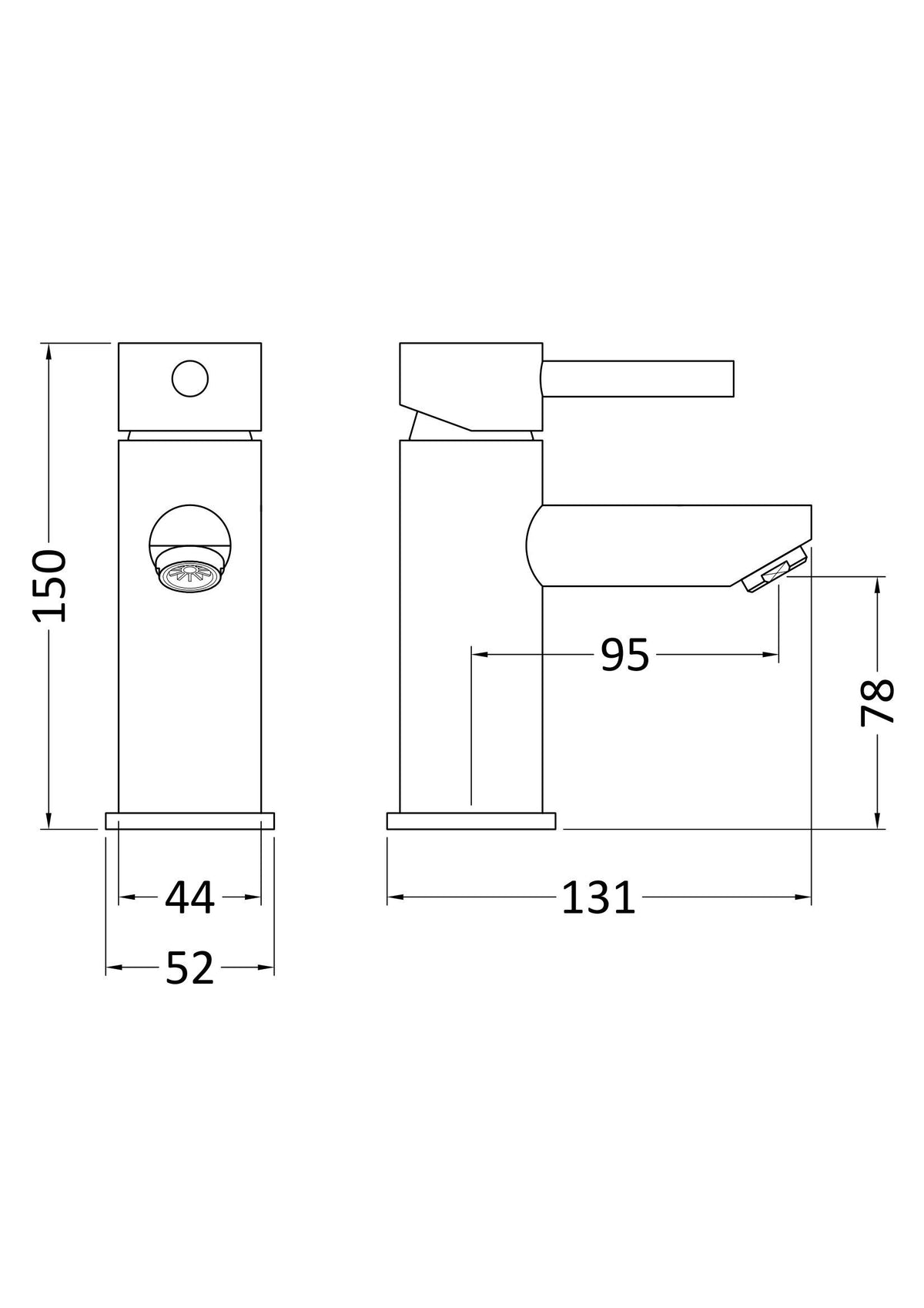 Nuie Series Two Mono Basin Mixer With Push Button Waste – Chrome, photo 3