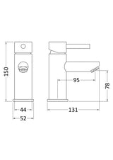 Nuie Series Two Mono Basin Mixer With Push Button Waste – Chrome, photo 3