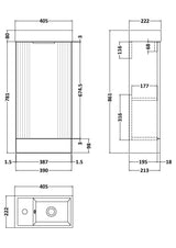 Nuie Deco Compact 400mm 1 Door Floor Standing Vanity Unit With Basin, photo 7