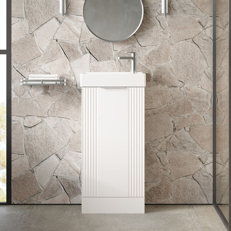 Nuie Deco Compact 400mm 1 Door Floor Standing Vanity Unit With Basin