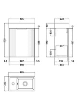 Nuie Deco Compact 400mm 1 Door Wall Hung Vanity Unit With Basin, photo 7