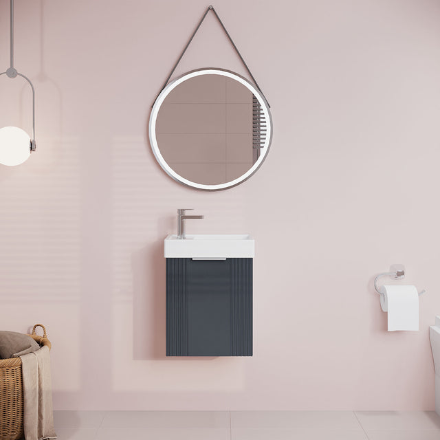 Nuie Deco Compact 400mm 1 Door Wall Hung Vanity Unit With Basin