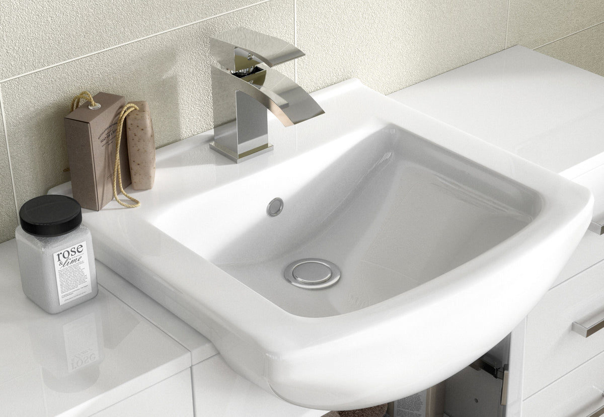 Nuie Saturn 2 Door Furniture Pack With Square Basin, Back To Wall Toilet & Seat – Gloss White, photo 2