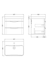 Nuie Parade 2 Drawer Wall Hung Vanity Unit With Basin – 600mm & 800mm, photo 9