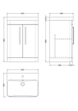 Nuie Parade 600mm 2 Door Floor Standing Vanity Unit With Basin, photo 9