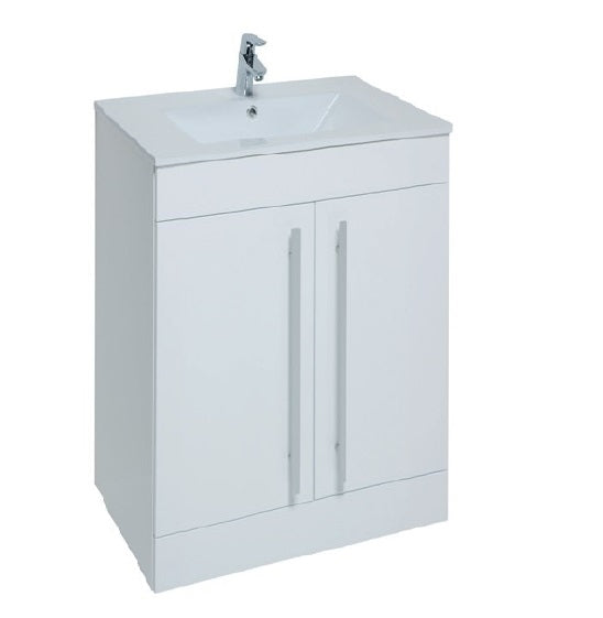 Kartell K-VIT Purity 600mm Floor Standing 2 Door Unit With Ceramic Basin- White Gloss (FUR001PU-FUR057PU)