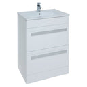 Kartell K-VIT Purity 600mm Floor Standing 2 Drawer Unit with Ceramic Basin - White Gloss