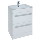 Kartell K-VIT Purity 600mm Floor Standing 2 Drawer Unit With Ceramic Basin- White Gloss (FUR008PU-FUR057PU)