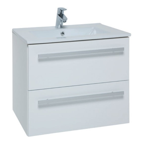 Kartell K-VIT Purity 600mm Wall Mounted 2 Drawer Unit With Ceramic Basin- Gloss White (FUR022PU-FUR057PU)