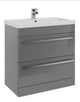 Kartell K-VIT Purity 800mm Floor Standing 2 Drawer Unit With Mid Depth Ceramic Basin - Storm Grey Gloss (FUR047PU-FUR062PU)