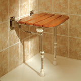 AKW Wooden Slatted Shower Seat – Fold Up Seat or Freestanding Stool, photo 3