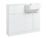 Kartell K-VIT Fusion 1010mm P-Shaped 2 Door Furniture Pack, Right Hand - basin on the right - White Gloss