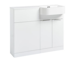 Kartell K-VIT Fusion 1010mm P-Shaped 2 Door Furniture Pack, Right Hand - basin on the right - White Gloss