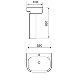 Kartell K-VIT Genoa Square 550mm 1 Tap Hole Basin- White Gloss (GEN009SQ)