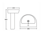 Kartell K-VIT Genoa Round 580mm 1 Tap Hole Round Basin and Full Pedestal (GEN029RO-GEN030RO)