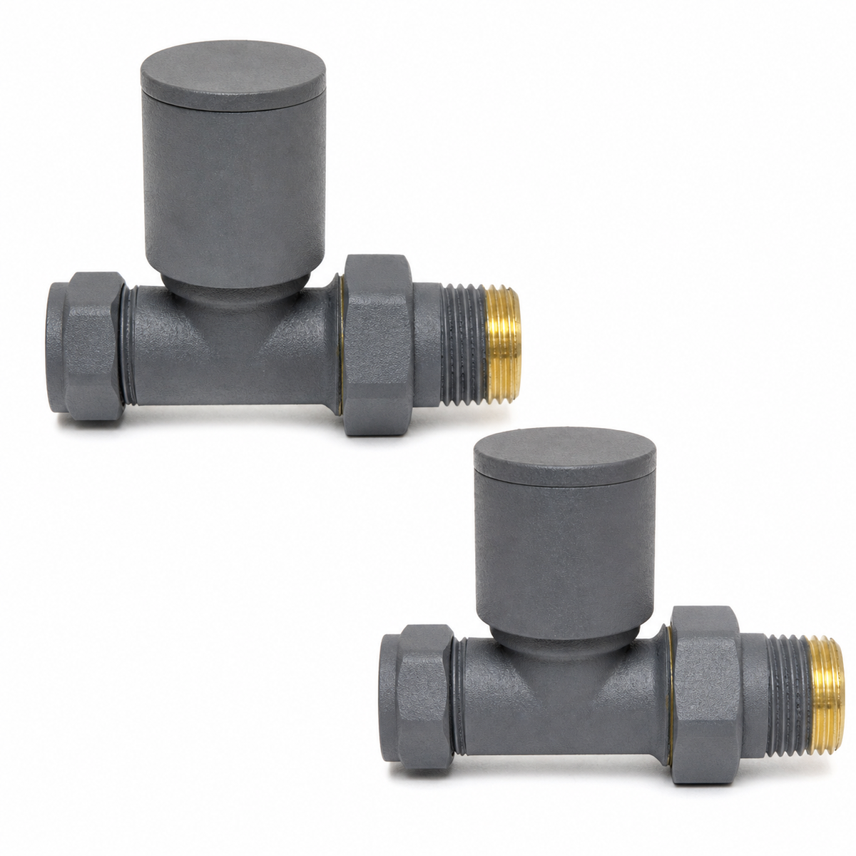Kartell K-VIT Textured Grey Radiator Valve Straight 15mm Pair