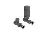 Kartell K-VIT K-Design thermostatic radiator valve twin pack in textured grey – Straight