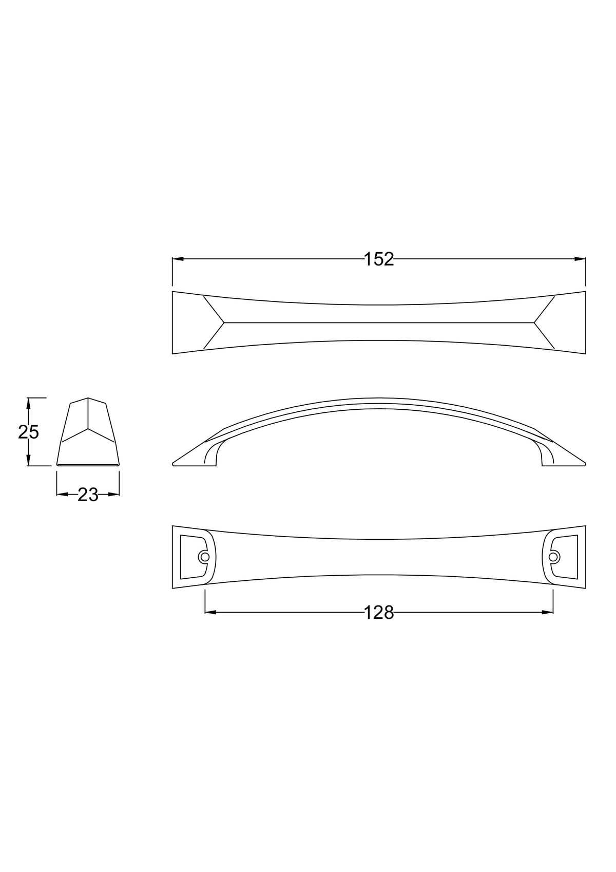 Nuie 128mm D Handle – 152mm High – Satin Nickel, photo 2