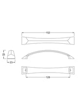Nuie 128mm D Handle – 152mm High – Satin Nickel, photo 2