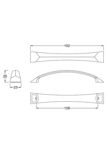 Nuie 128mm D Handle – 152mm High – Satin Nickel, photo 2