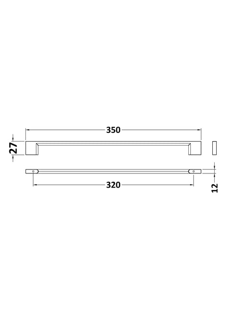 Nuie 320mm D Handle – 27mm High – Chrome, photo 2