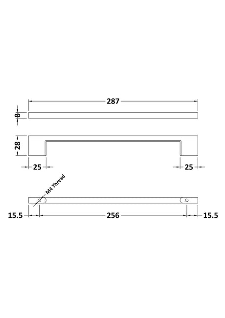 Nuie 256mm D Handle – 420mm High – Chrome, photo 2