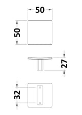 Nuie Square Dished Knob – Chrome, photo 2