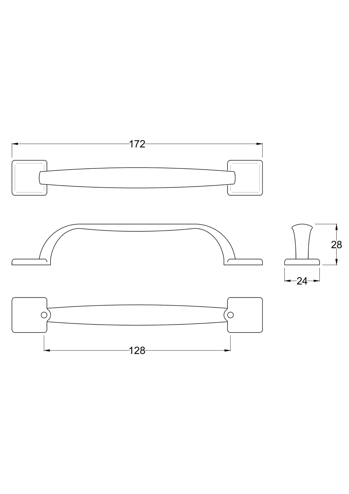 Nuie 128mm Square Strap Handle – Chrome, photo 2