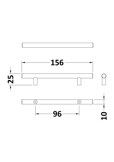 Nuie 155mm Bar Handle (96mm Centres) – Brushed Bronze, photo 2