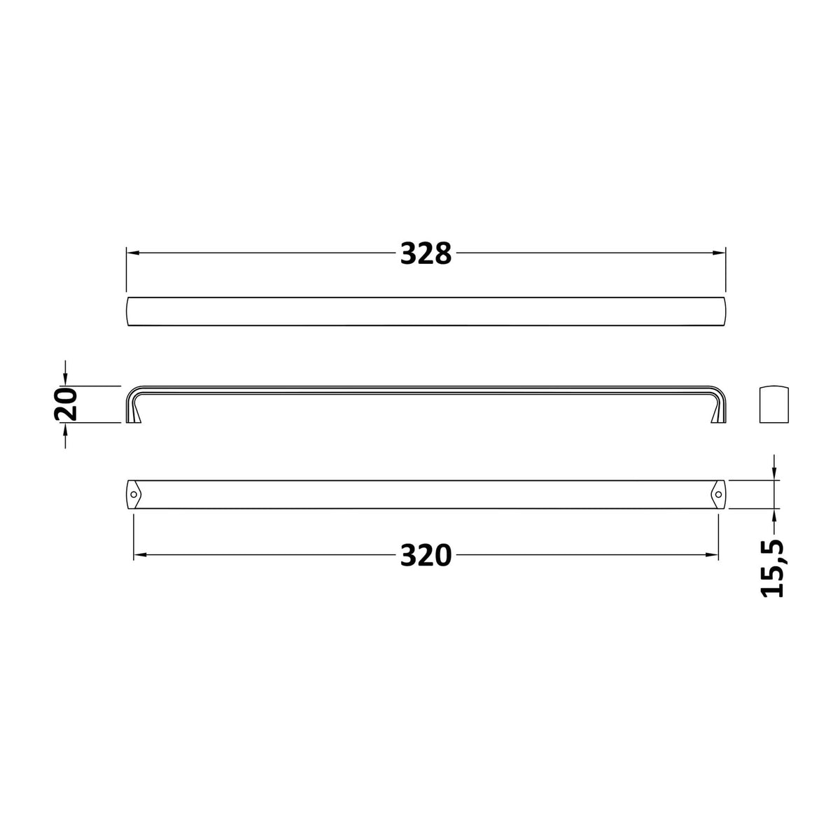 Nuie 328mm D Handle (320mm Centres) – Brushed Bronze or Brushed Pewter, photo 3