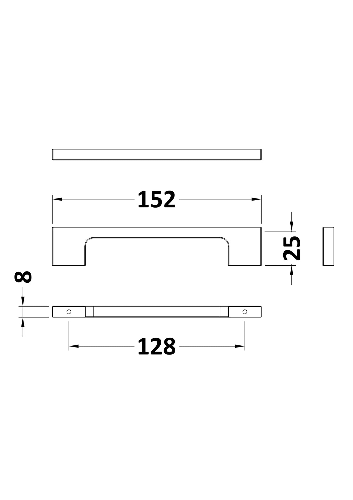 Nuie D Handle – 150mm High – 128mm & 150mm, photo 6