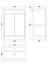 Nuie Havana 2 Door Floor Standing Vanity Unit With Basin – 500mm & 600mm, photo 13